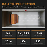 Cold Plunge Tub Designed for Daily Recovery, Cedar Cabinet, Stainless Steel Basin, Touchscreen Control — Results & Stats