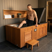TimberChill Glacier Pro Cedar Cold Plunge — Lifestyle