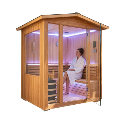 Solenne Outdoor 4-Person Traditional Cedar Steam Sauna With Sauna Heater (SAK71390)