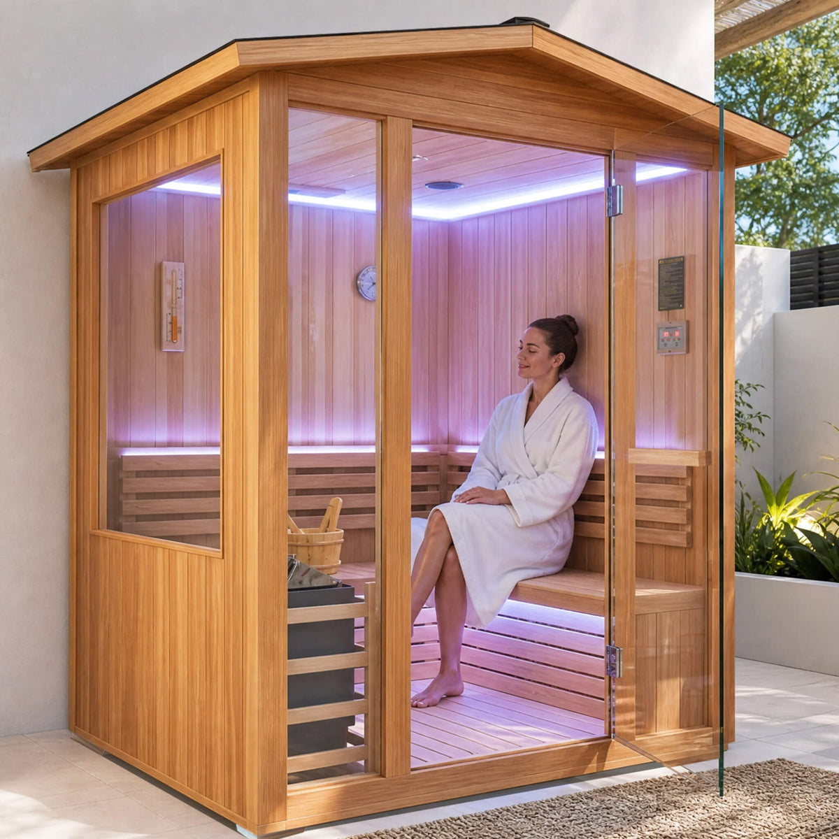 Solenne Outdoor 4-Person Traditional Cedar Steam Sauna With Sauna Heater (SAK71390)